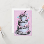 Elegant Flower Cake Birthday Card カード (正面/裏面インサイチュ)