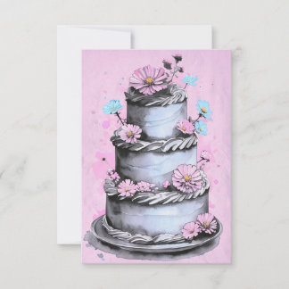 Elegant Flower Cake Birthday Card カード