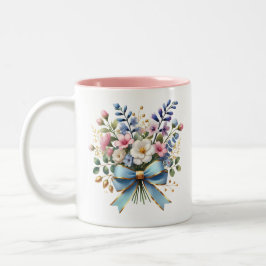 Elegant Flower Coffee Cup Gift for Her ツートーンマグカップ