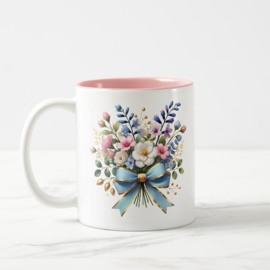 Elegant Flower Coffee Cup Gift for Her ツートーンマグカップ (左)