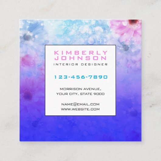 Elegant Flower Design Minimalist Editable Square B スクエア名刺 (裏面)