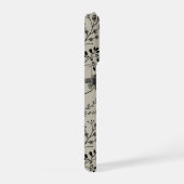 Elegant Flower Garden Reverie Black and Beige iPhoneケース (右側面)
