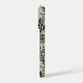 Elegant Flower Garden Reverie Black and Beige iPhoneケース (左側面)