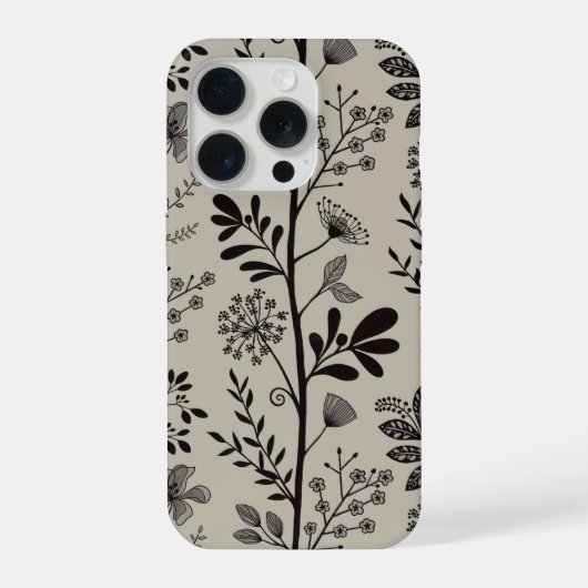 Elegant Flower Garden Reverie XL black beige iPhoneケース (裏面)