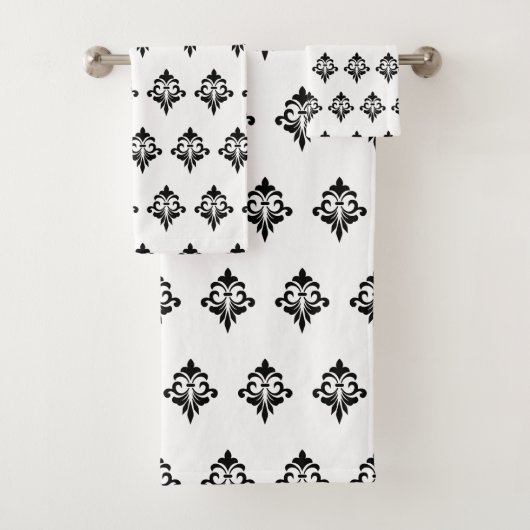 Elegant Flower Pattern in Black and White バスタオルセット (インサイチュ)