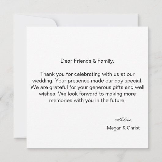 Elegant flower summer wedding サンキューカード (裏面)