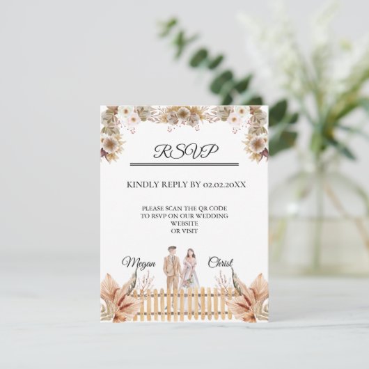 Elegant flower summer wedding 出欠カード (スタンド正面)