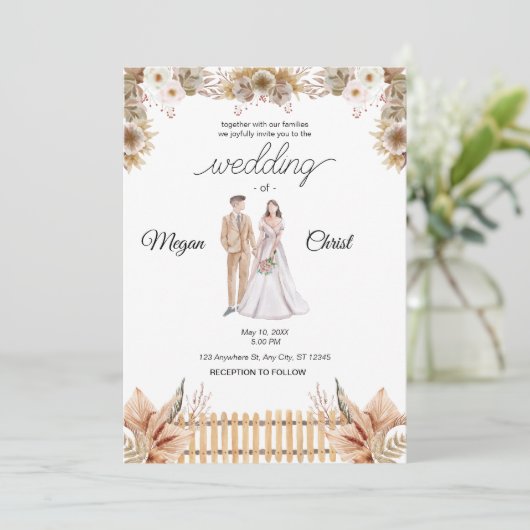 Elegant flower summer wedding 招待状 (スタンド正面)