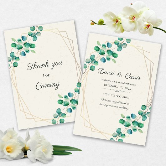 Elegant Flower Wedding Invitation 招待状