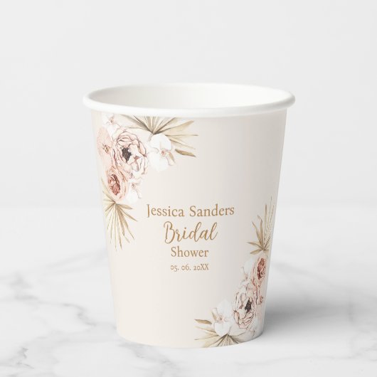 Elegant Flowers Boho Bridal Shower 紙コップ (裏面)