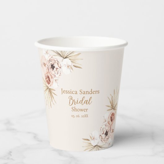 Elegant Flowers Boho Bridal Shower 紙コップ (正面)
