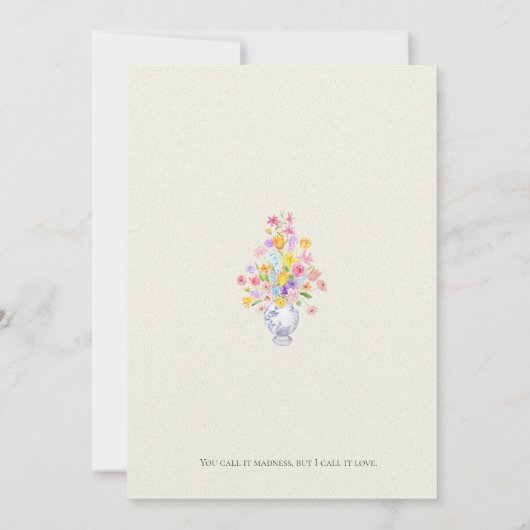 elegant flowers in blue pot  招待状 (裏面)