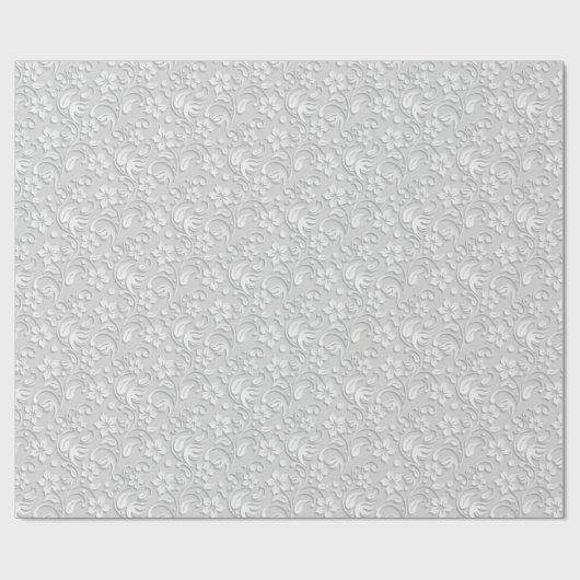 Elegant flowers light grey wrapping paper roll ラッピングペーパー (フラット)