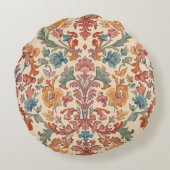 Elegant, Flowers Ornaments,Pink, Peach,Orange Blue ラウンドクッション (裏面)