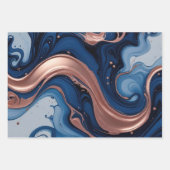 Elegant Fluid Art with Copper and Blue Swirls ラッピングペーパーシート (正面)