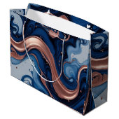 Elegant Fluid Art with Copper and Blue Swirls ラージペーパーバッグ (裏面アングル)
