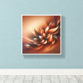 Elegant Fluid Leaf Abstract - Warm Terracotta and  キャンバスプリント (インサイチュ (ウッドフロア))
