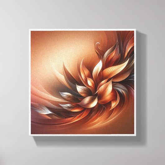 Elegant Fluid Leaf Abstract - Warm Terracotta and  キャンバスプリント (正面)