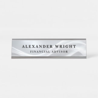 Elegant Fluid Silver Financial Advisor デスクネームプレート