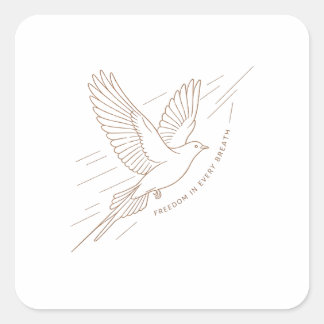 Elegant Flying Bird Freedom In Every Breath Line スクエアシール