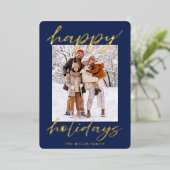 Elegant Foil Happy Holidays Photo Card Christmas 箔シーズンカード (立ち正面)