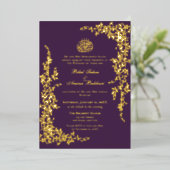 Elegant Foil Leaf Islamic Wedding Foil Invitation 箔招待状 (立ち正面)