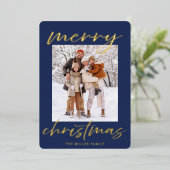 Elegant Foil Merry Christmas Photo Card 箔シーズンカード (立ち正面)