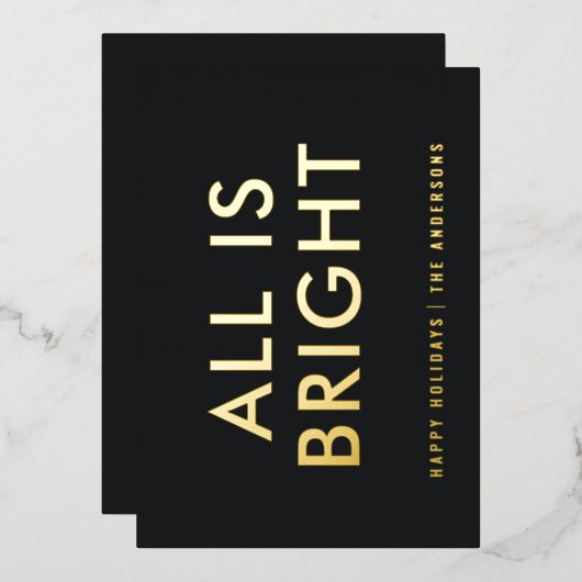 elegant foil non photo modern foil holiday card 箔シーズンカード (正面/裏面)