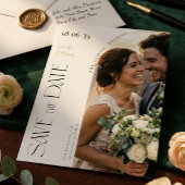 Elegant Foil Script Wedding Save The Date 箔シーズンポストカード