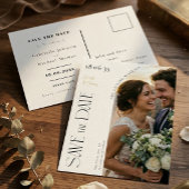 Elegant Foil Script Wedding Save The Date 箔シーズンポストカード