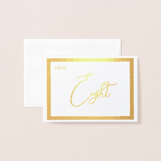 Elegant Foil Wedding Table Number Tent - EIGHT 箔カード (裏面封筒付き)