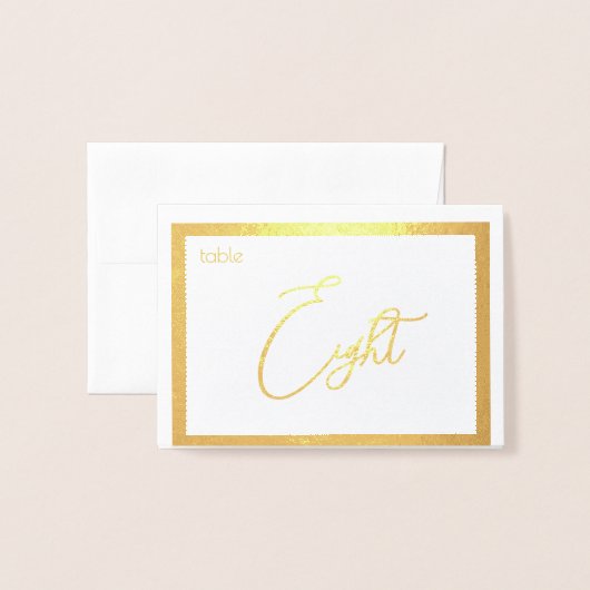 Elegant Foil Wedding Table Number Tent - EIGHT 箔カード (封筒付き正面)