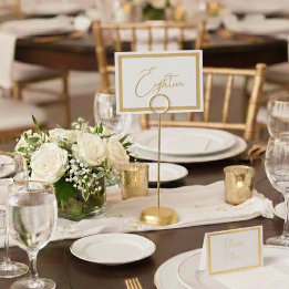 Elegant Foil Wedding Table Number Tent - EIGHTEEN 箔カード