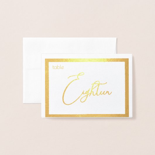 Elegant Foil Wedding Table Number Tent - EIGHTEEN 箔カード (封筒付き正面)