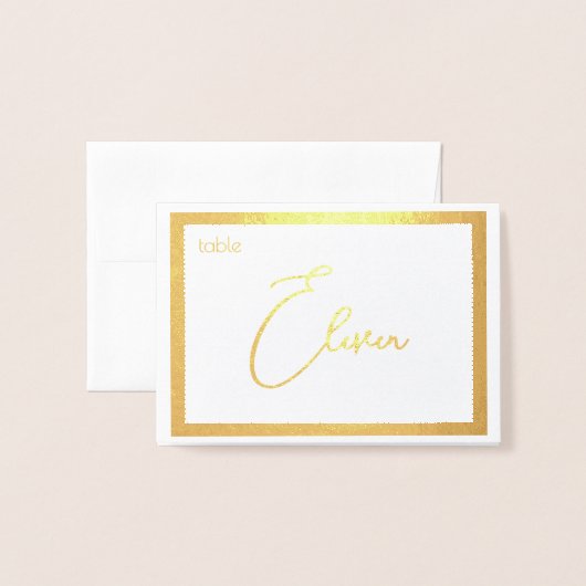 Elegant Foil Wedding Table Number Tent - ELEVEN 箔カード (裏面封筒付き)