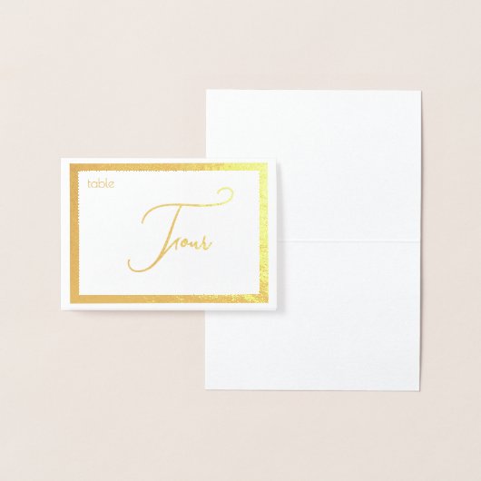 Elegant Foil Wedding Table Number Tent - FOUR 箔カード (ディスプレー)