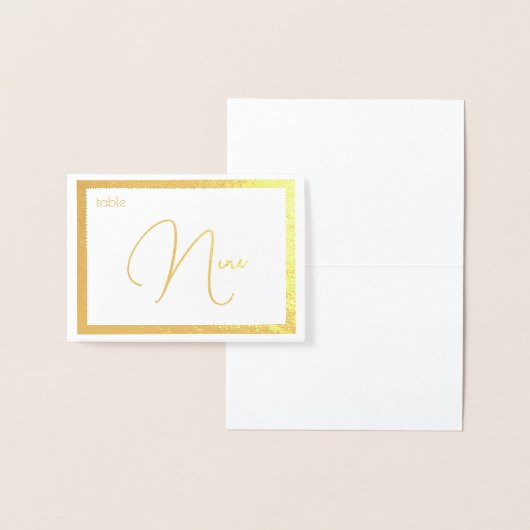 Elegant Foil Wedding Table Number Tent - NINE 箔カード (ディスプレー)