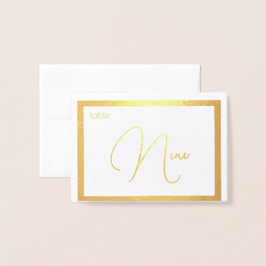 Elegant Foil Wedding Table Number Tent - NINE 箔カード (封筒付き正面)