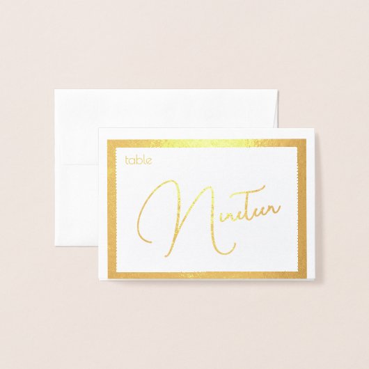 Elegant Foil Wedding Table Number Tent - NINETEEN 箔カード (封筒付き正面)