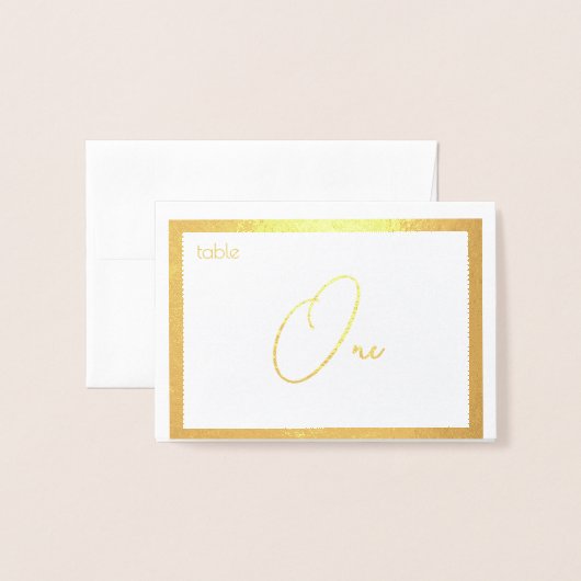Elegant Foil Wedding Table Number Tent - ONE 箔カード (封筒付き正面)