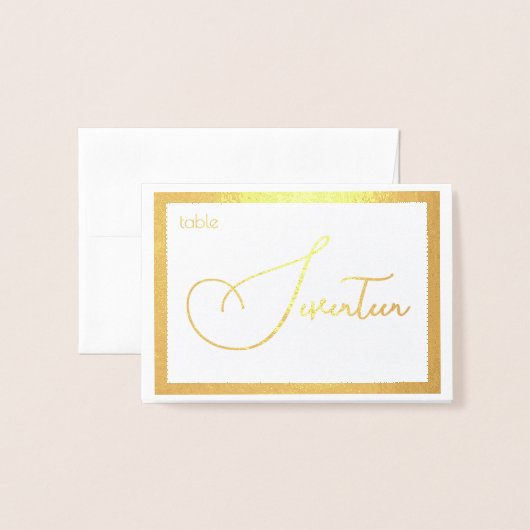 Elegant Foil Wedding Table Number Tent - SEVENTEEN 箔カード (裏面封筒付き)