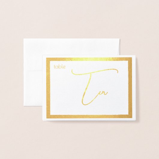 Elegant Foil Wedding Table Number Tent - TEN 箔カード (裏面封筒付き)