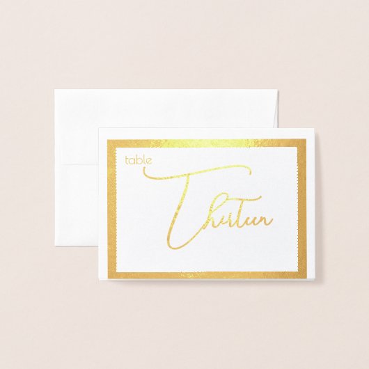 Elegant Foil Wedding Table Number Tent - THIRTEEN 箔カード (封筒付き正面)