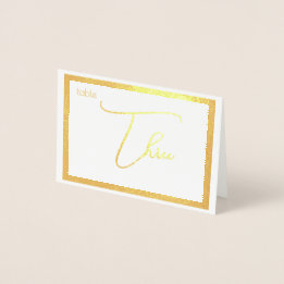 Elegant Foil Wedding Table Number Tent - THREE 箔カード