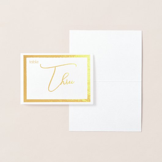 Elegant Foil Wedding Table Number Tent - THREE 箔カード (ディスプレー)