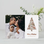 Elegant Foliage Christmas Tree | White | Photo   箔シーズンカード (立ち正面)