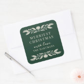 Elegant Folk Art Floral Christmas Personalized スクエアシール (封筒)