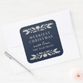 Elegant Folk Art Floral Christmas Personalized スクエアシール (封筒)