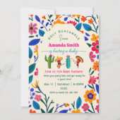 Elegant Folk art  Mexican Floral Baby shower 招待状 (正面)