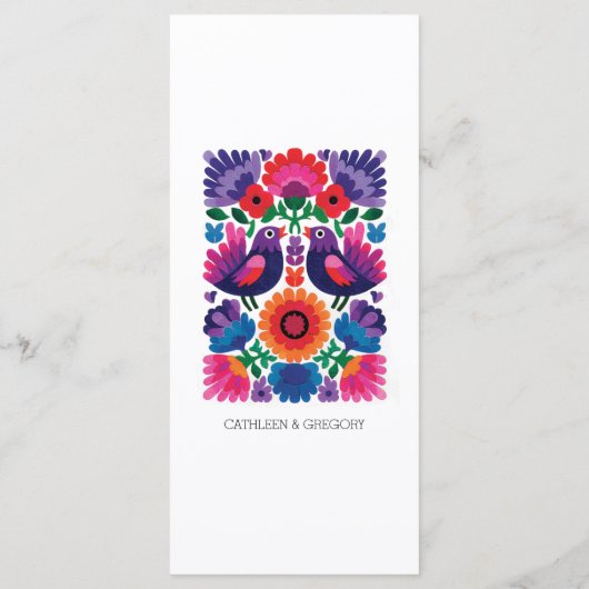 Elegant Folk Birds and Flowers Wedding Pattern メニュー (裏面)